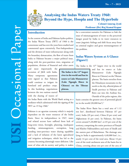 Analysing the Indus Waters Treaty 1960: Beyond the Hype, Hoopla and The Hyperbole Vol No.7  2023